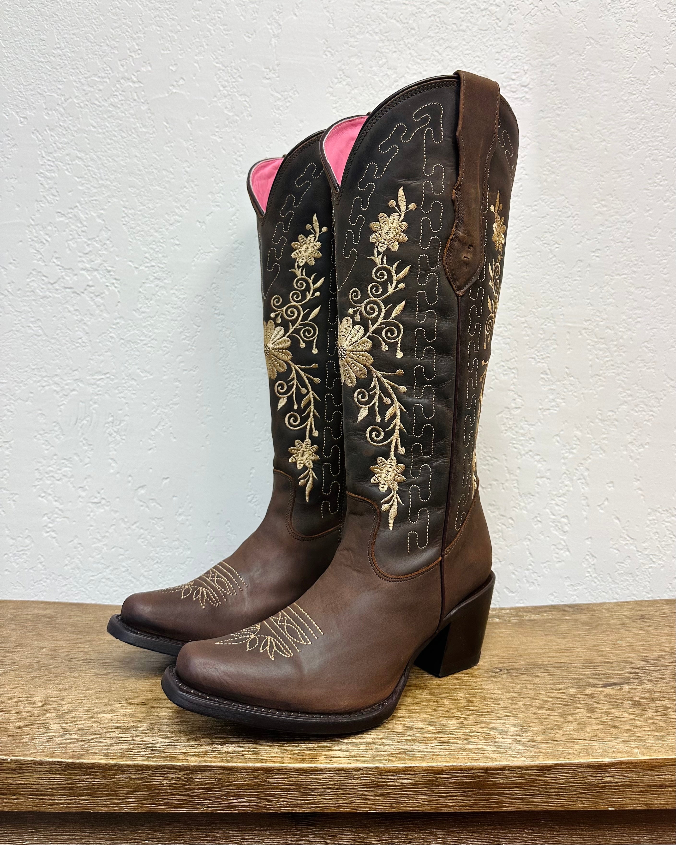 El Malcreado Mocha Embroidered Boots