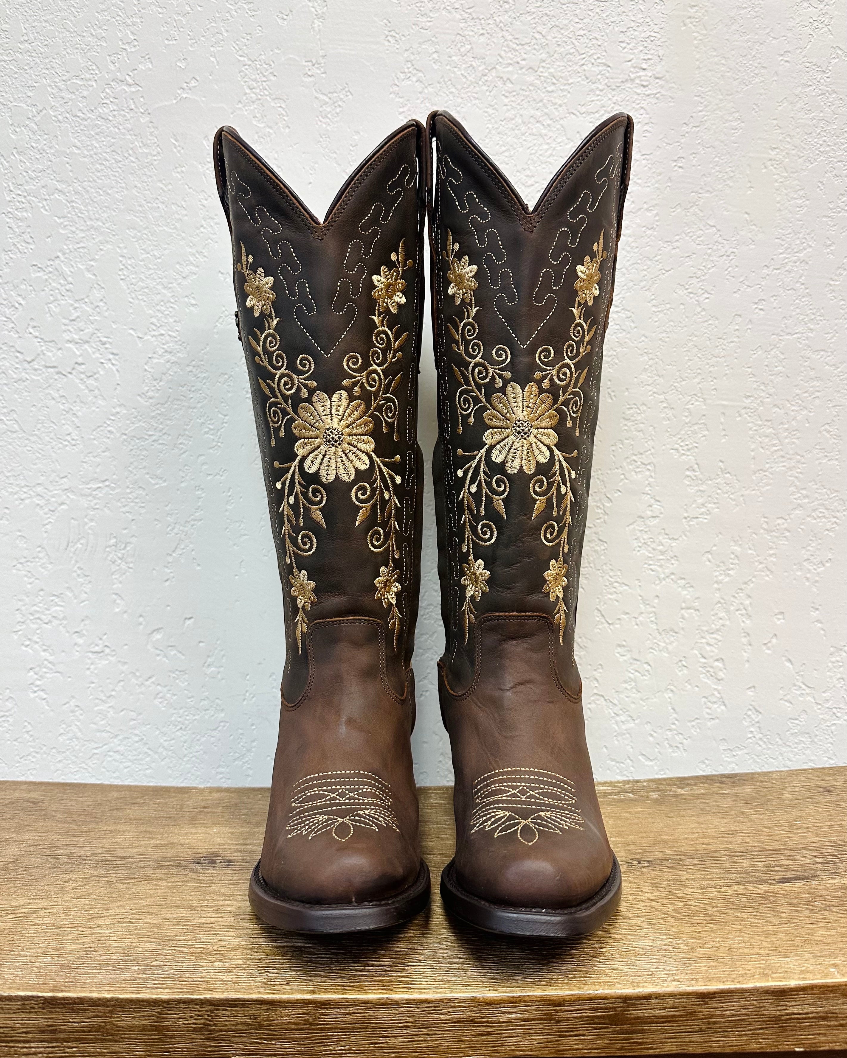 El Malcreado Mocha Embroidered Boots