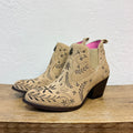 El Malcreado Tan Embroidered Ankle Boots
