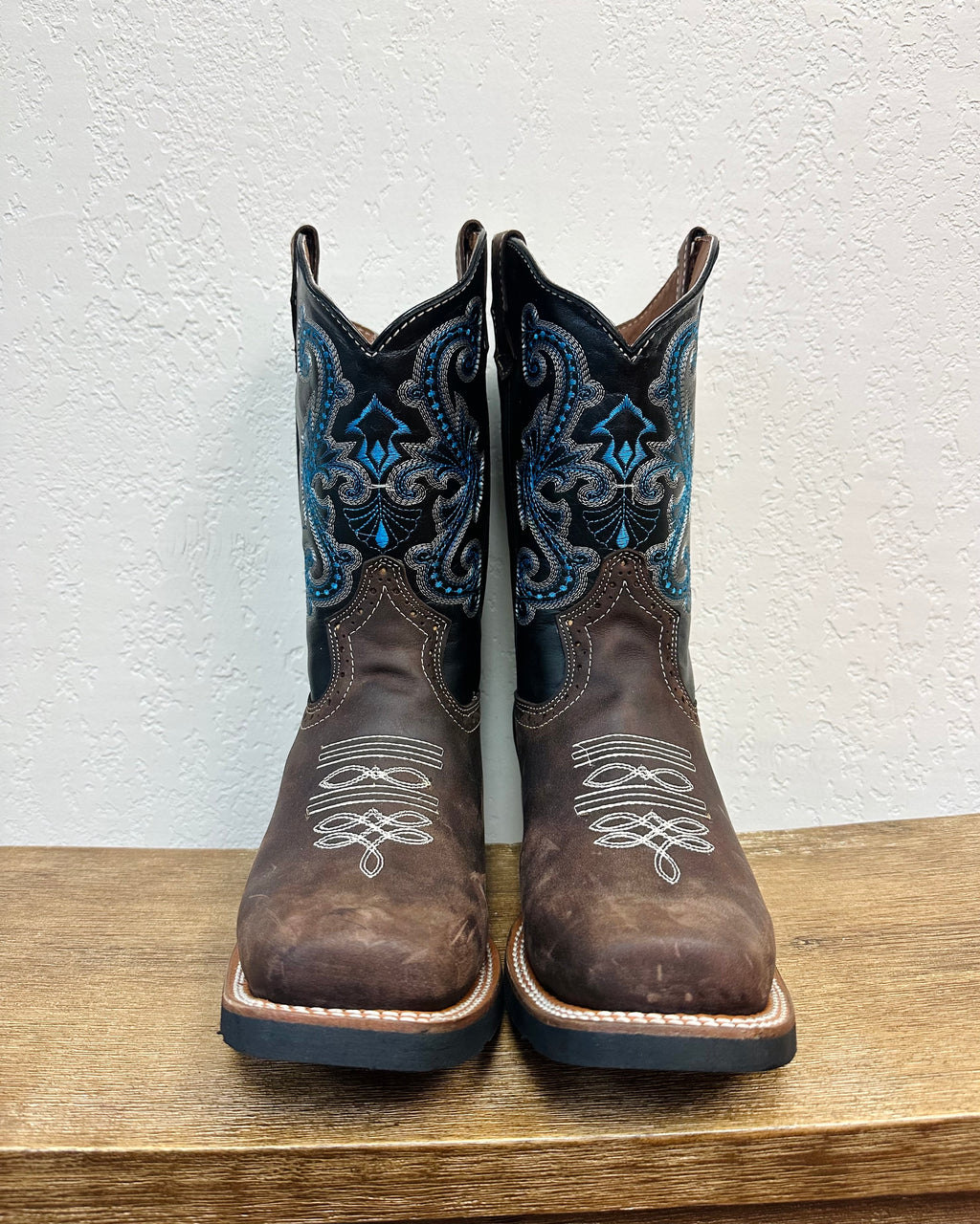 TJayz Mocha Leather Embroidered Boots