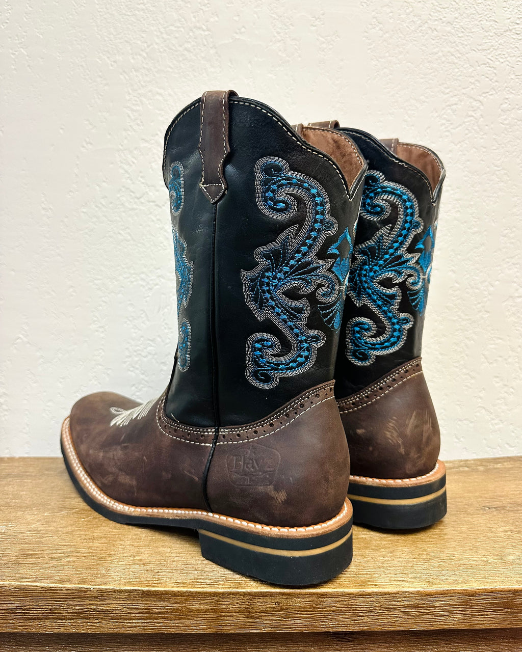 TJayz Mocha Leather Embroidered Boots
