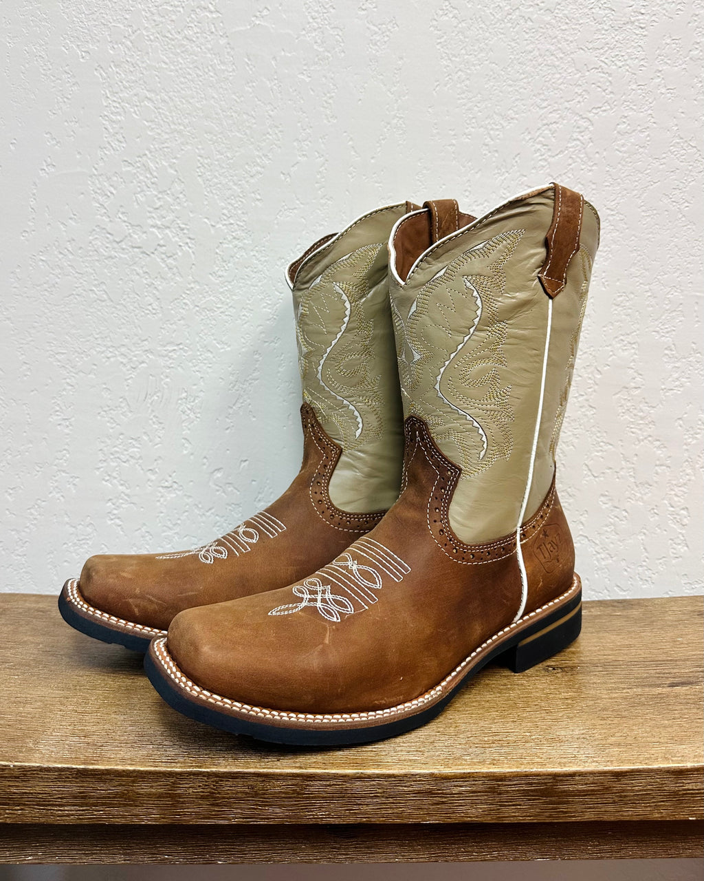 TJayz Beige Embroidered Boots