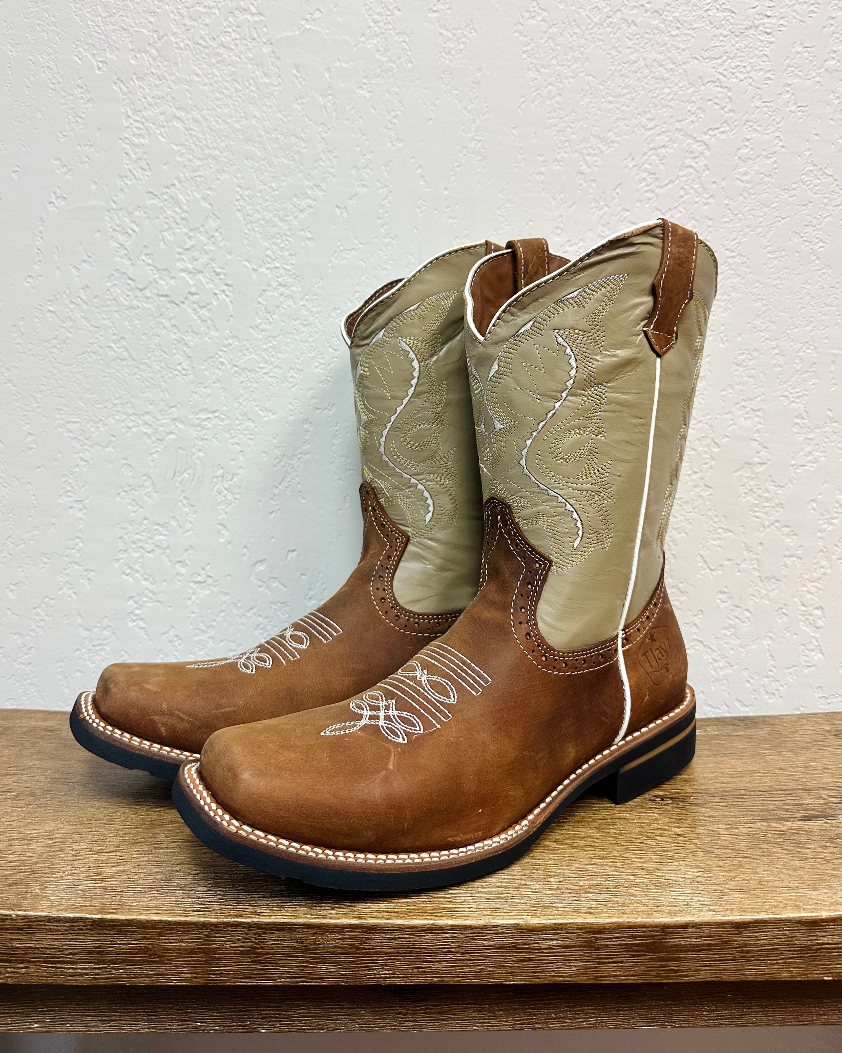 TJayz Beige Embroidered Boots
