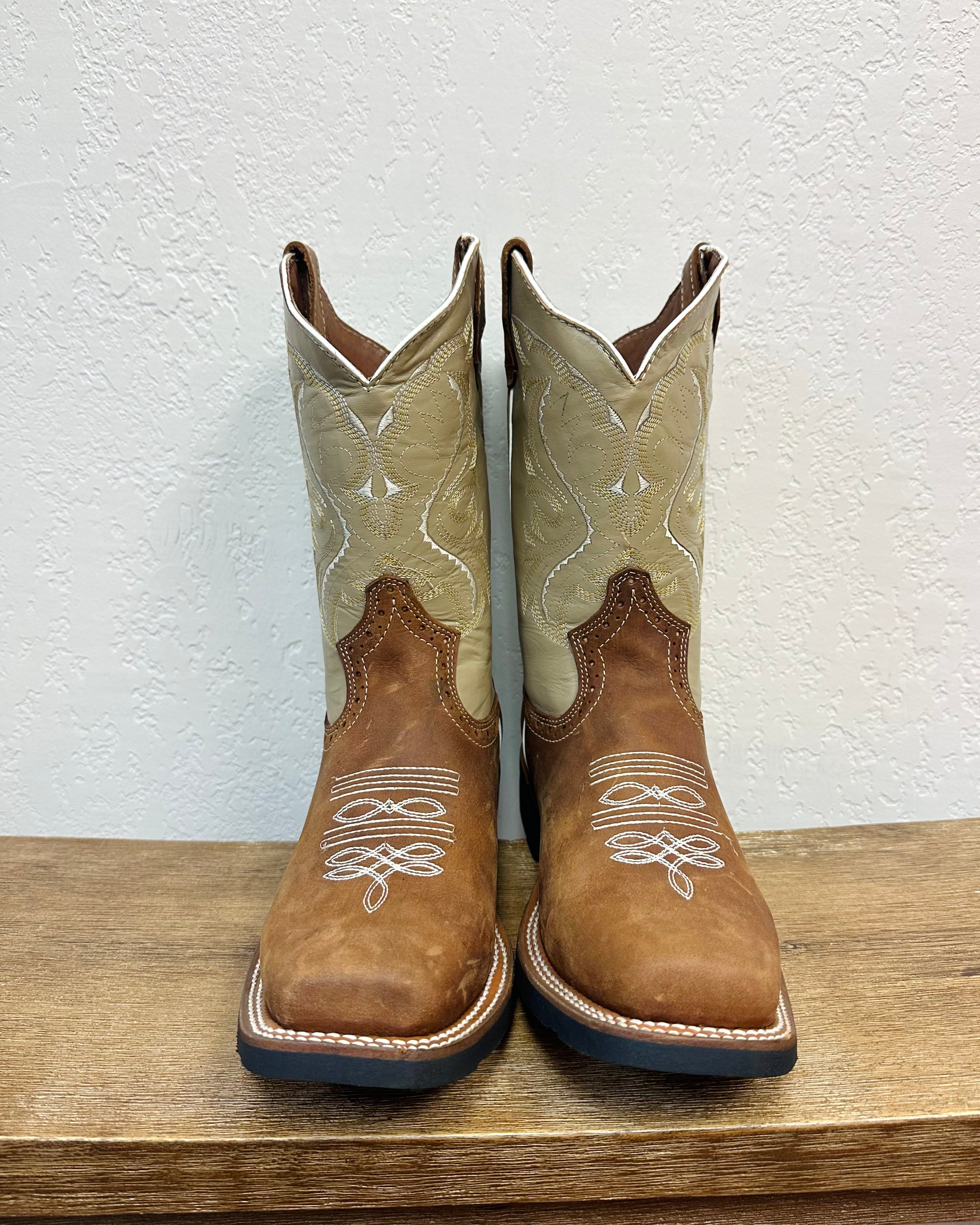 TJayz Beige Embroidered Boots