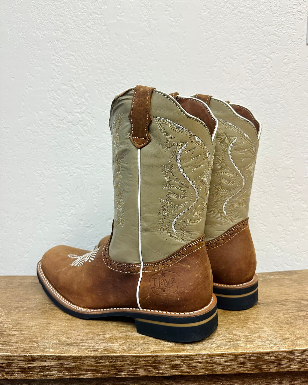 TJayz Beige Embroidered Boots
