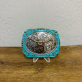Turquoise Longhorn Mexican Belt Buckle