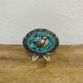 Crushed Turquoise Bull Rider Mexican Belt Buckle