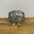 Tooled Christian Cowboy Mexican Belt Buckle