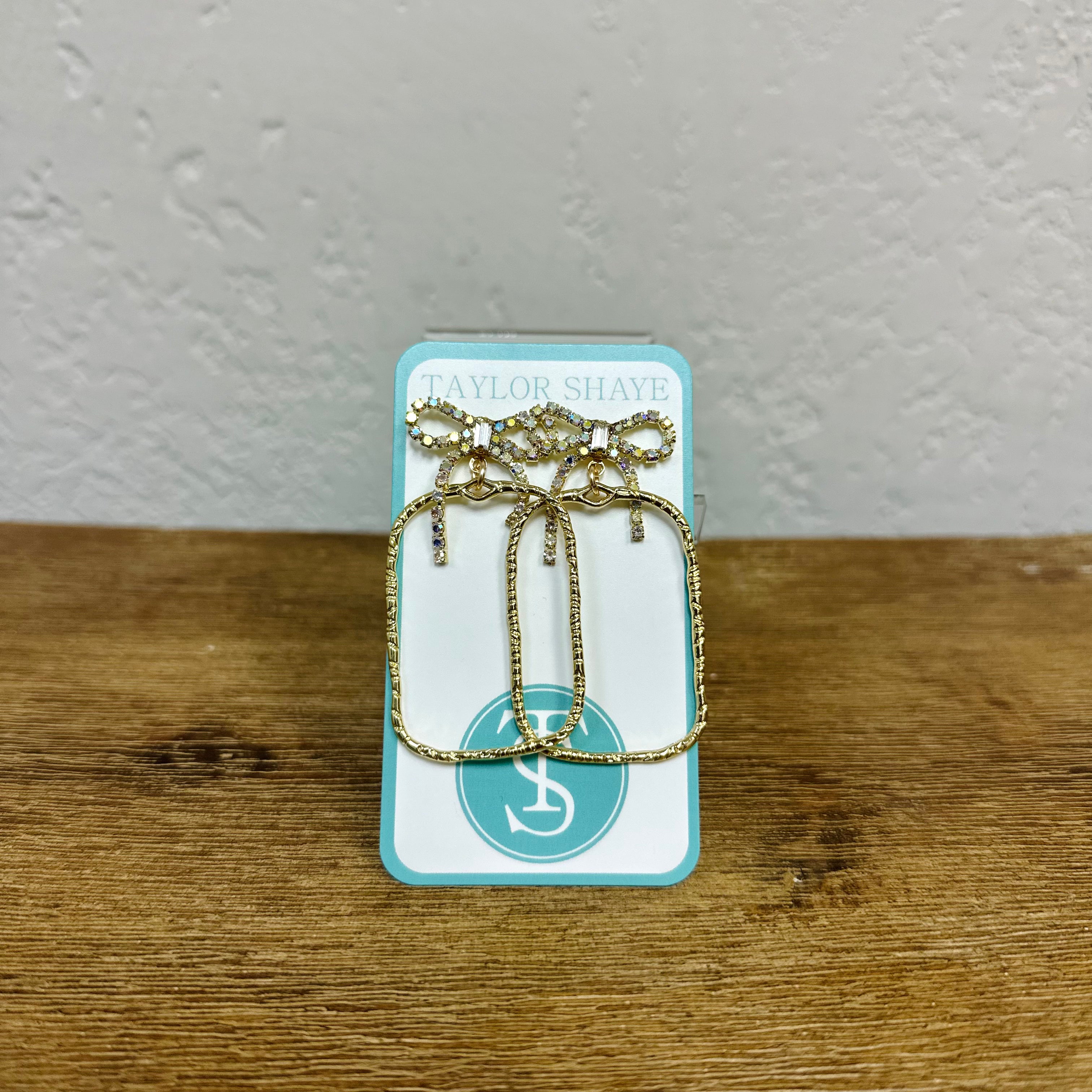 Taylor Shaye Embellished Bow Drop Earrings