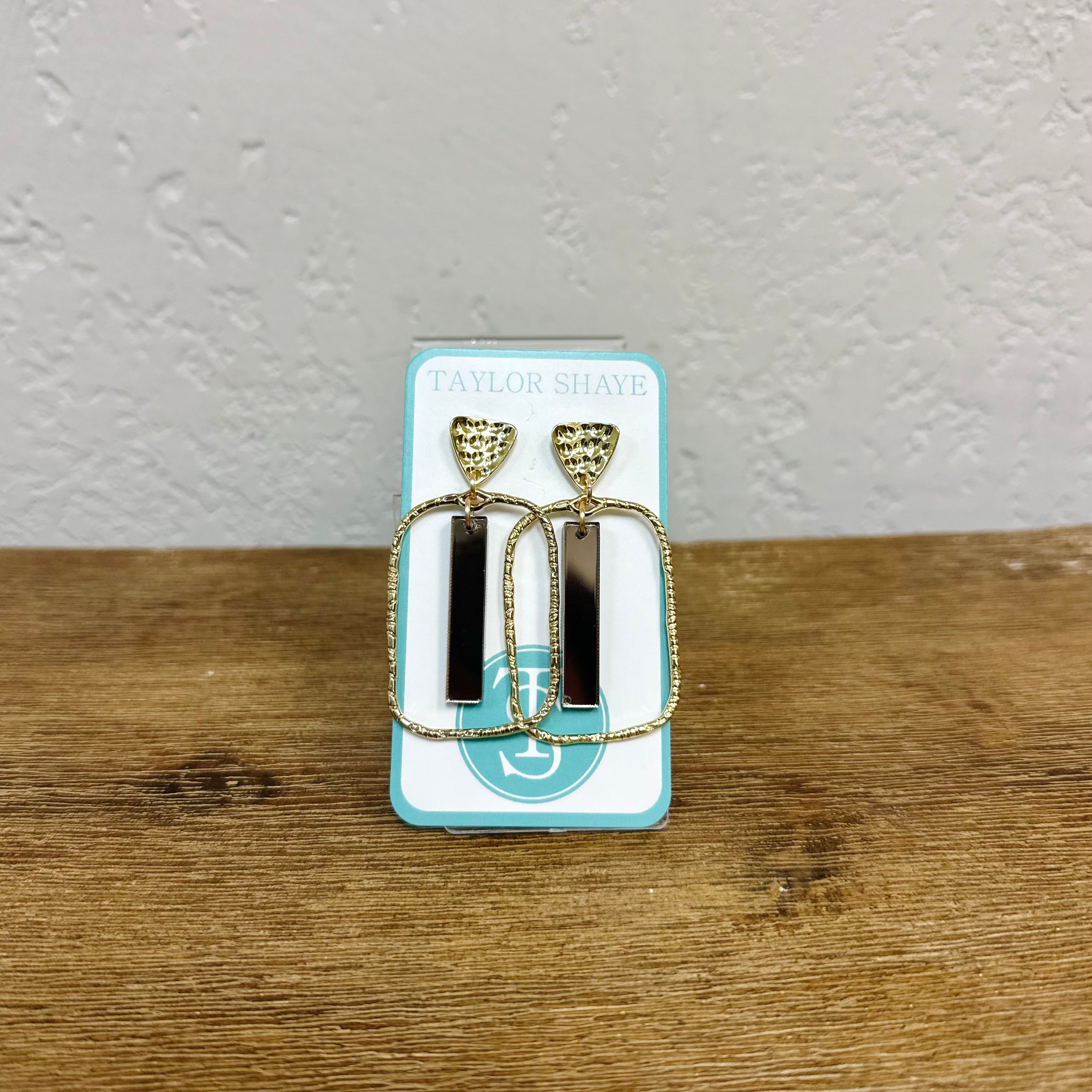 Taylor Shaye Gold Rectangular Drop Earrings