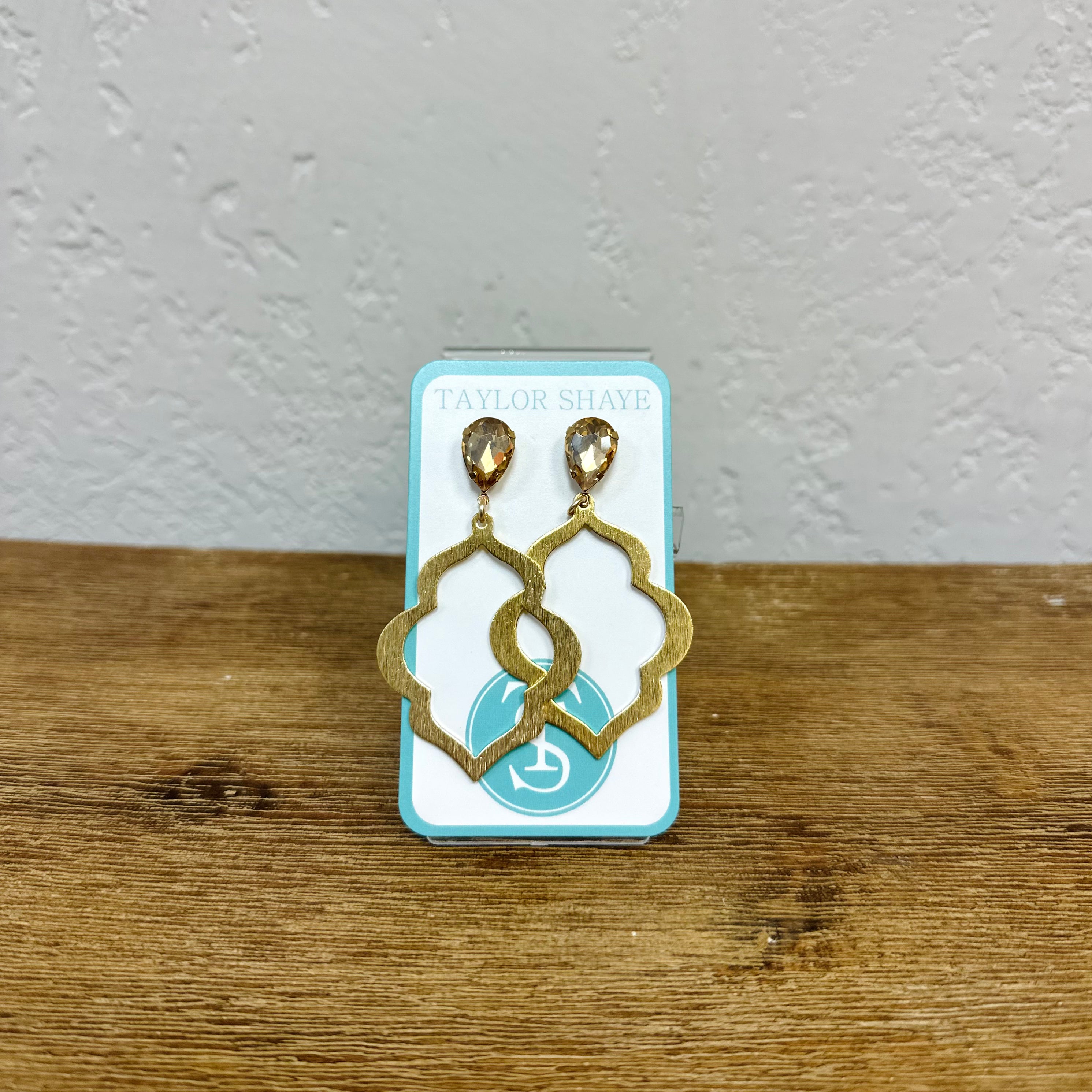 Taylor Shaye Gold Quatrefoil Drop Earrings