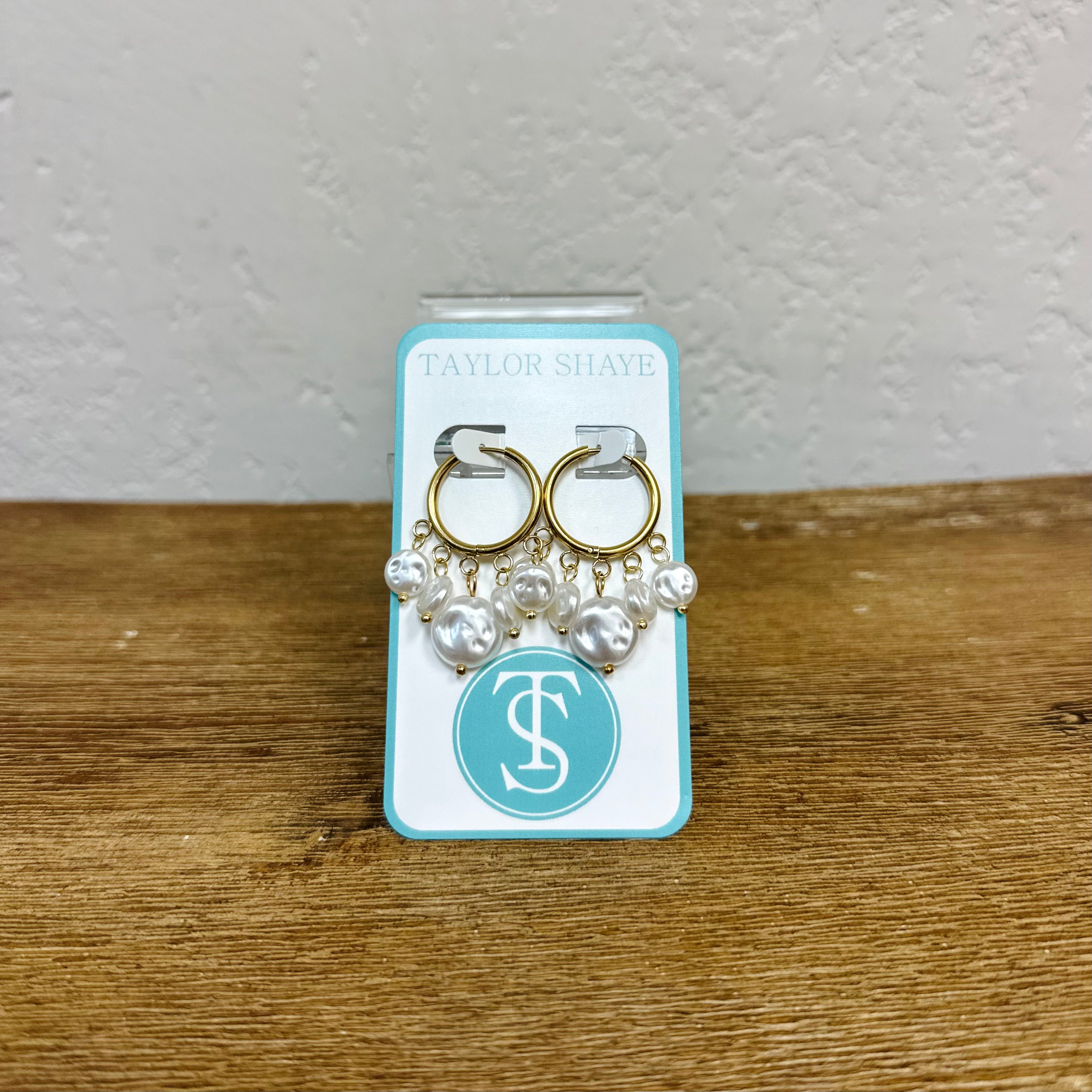 Taylor Shaye Pearl Hoop Earrings