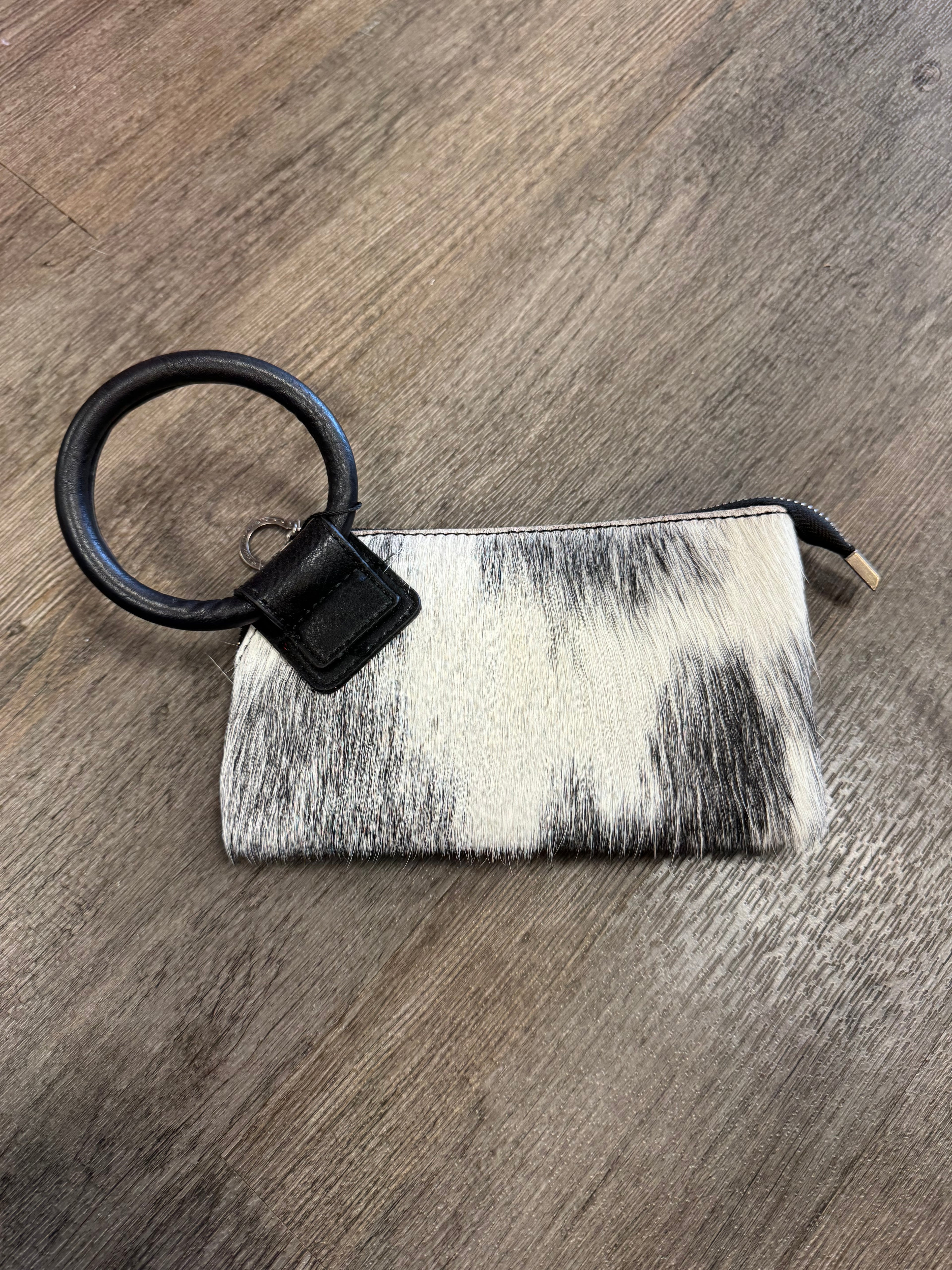 Montana West Black Cowhide Wristlet