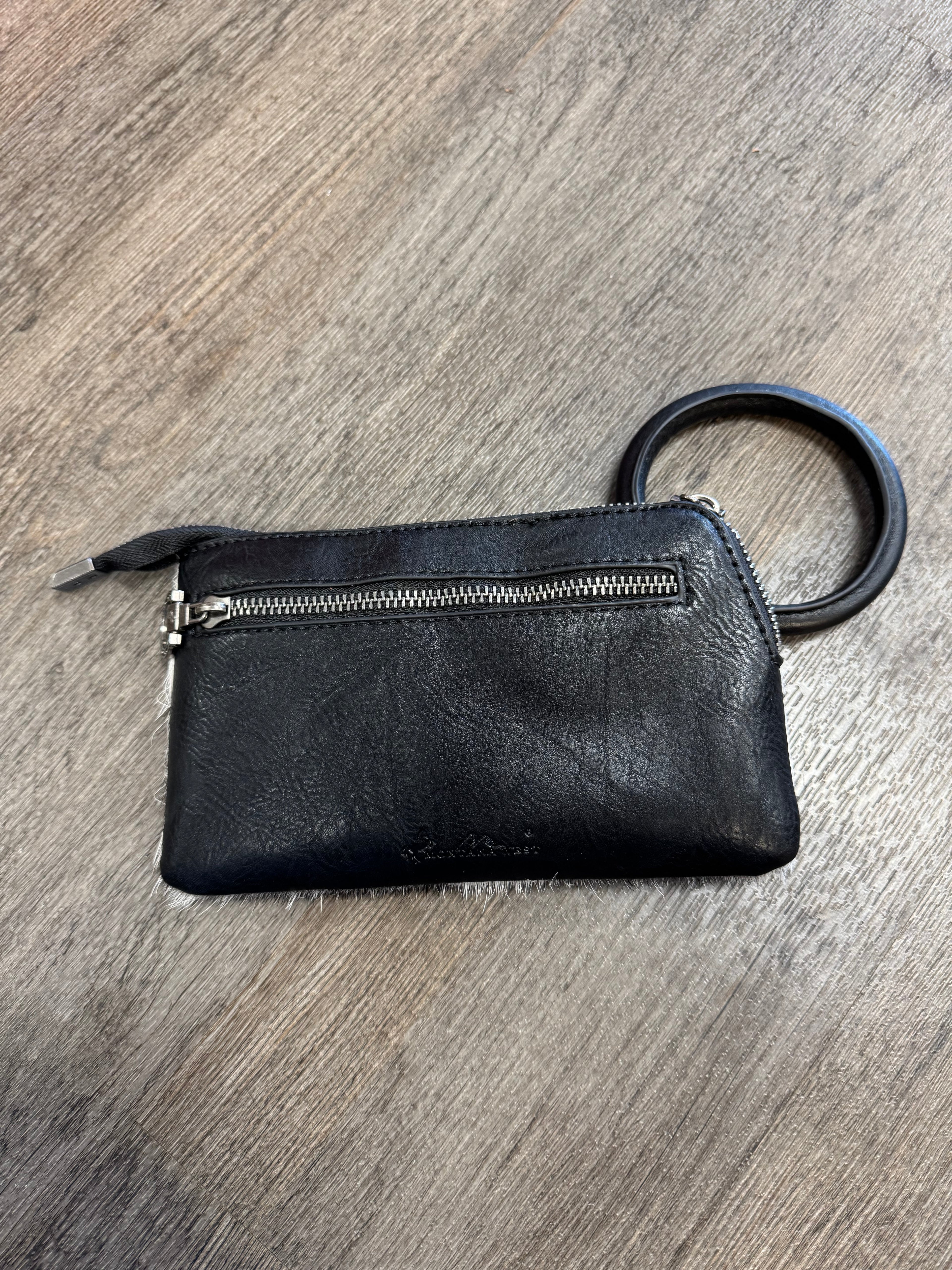 Montana West Black Cowhide Wristlet
