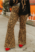 Lucky & Blessed Brown Leopard Denim High Rise Flare Jeans