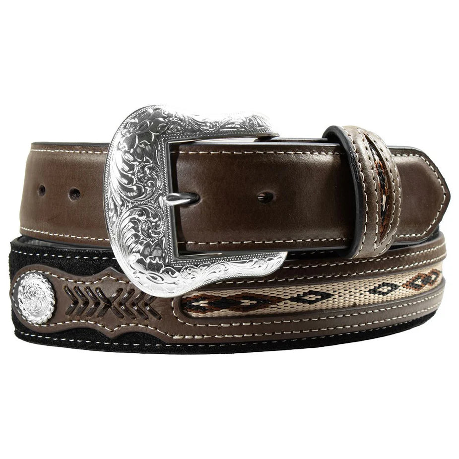 Men's Nocona Leather Belt with Inlaid Weaving