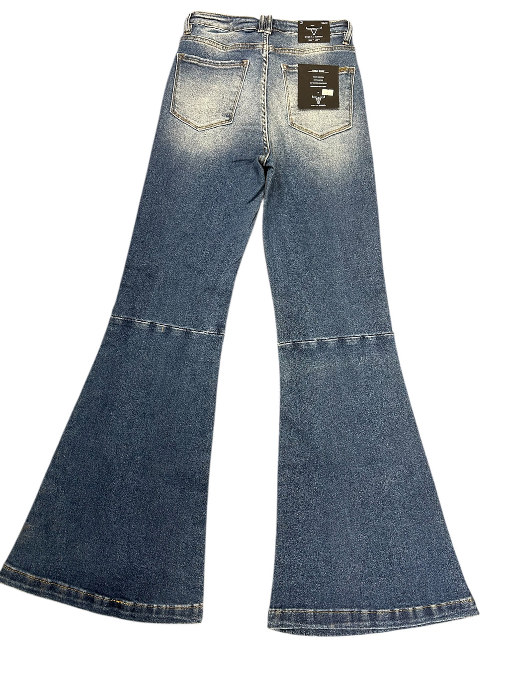 Lucky & Blessed Dark Wash High Rise Flare Jeans with Tummy Control