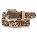 Hooey Men's "Top Notch" Hand Tooled Natural & Ivory Belt
