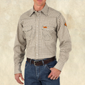 Wrangler Flame-Resistant Brown Plaid Long-Sleeve