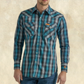 Wrangler FR Blue Long-Sleeve Pearl Snap