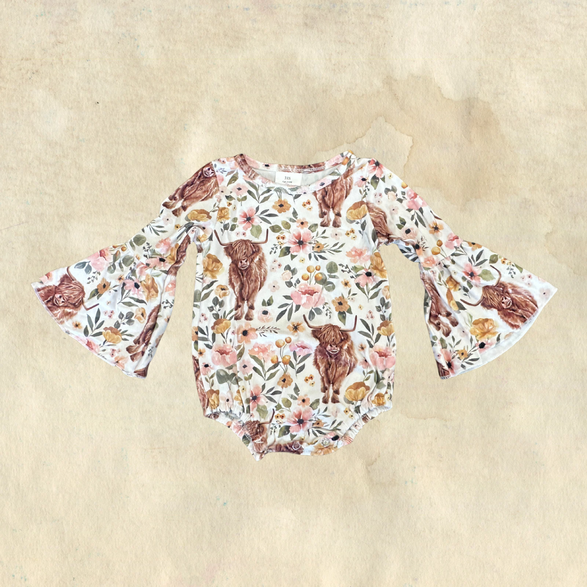 Floral Cow Bell-Sleeve Bubble