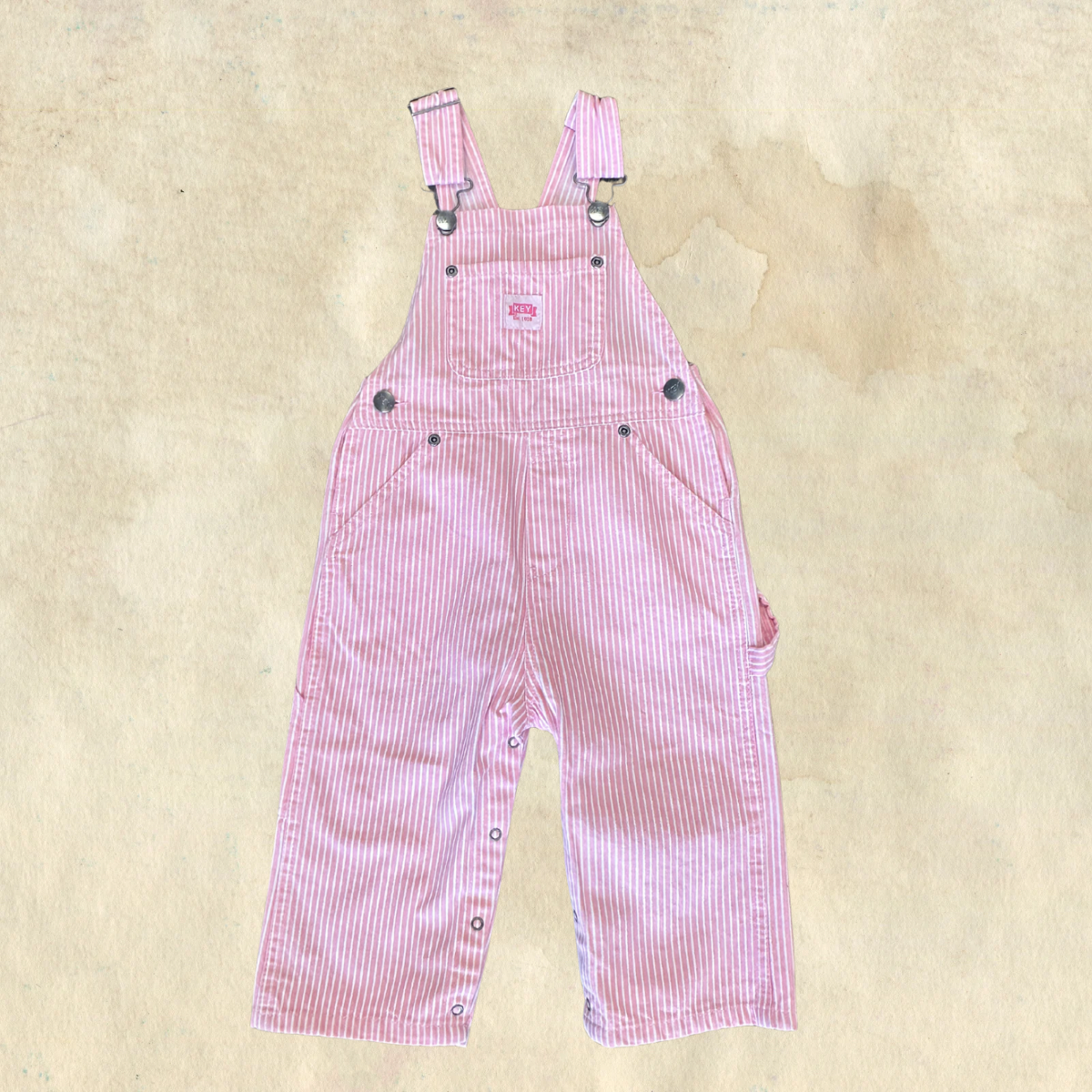 KEY Pink Candy Stripe Overalls