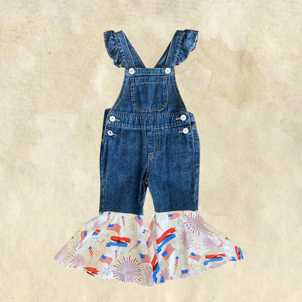 Shea Baby Denim Patriotic Overalls