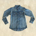 Wrangler Girls' Dark Wash Denim Western Snap Shirt