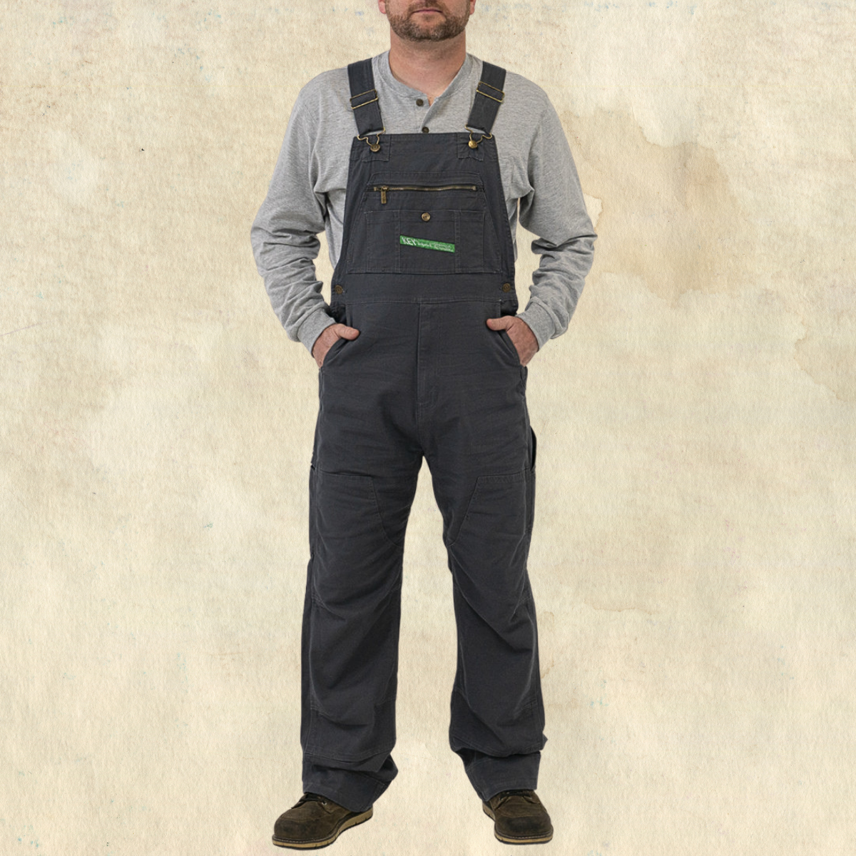 KEY Grey Flex Duck Bib Overall