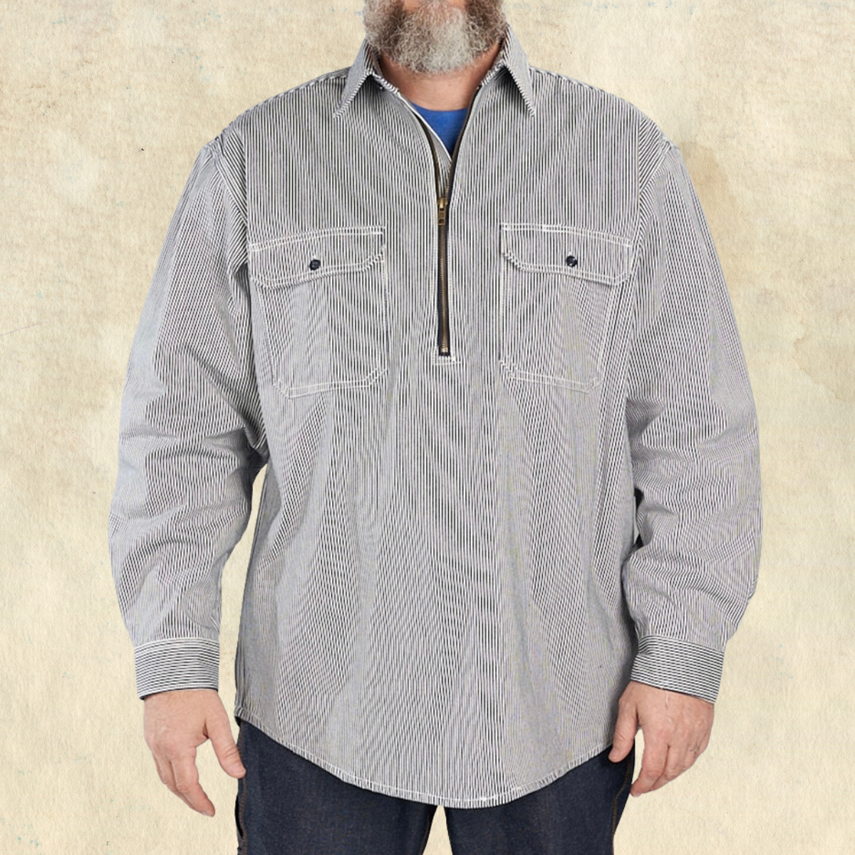 KEY Hickory Stripe Long-Sleeve Shirt