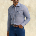 Wrangler Light Blue Pearl Snap Long-Sleeve
