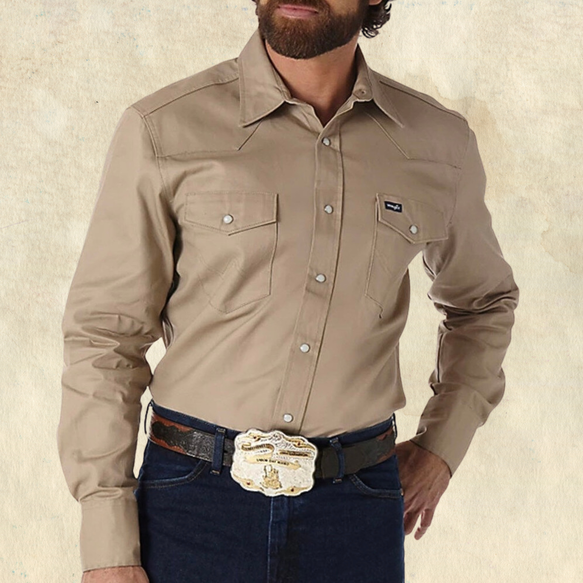 Wrangler Beige Pearl Snap Western Shirt