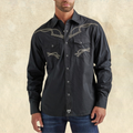 Rock 47 Black Embroidered Snap Shirt