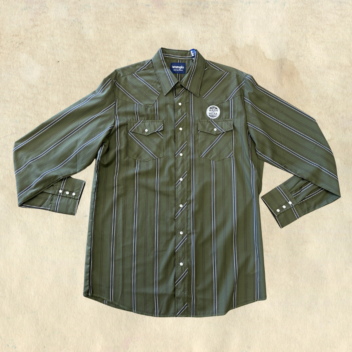 Wrangler Green Stripe Pearl Snap Shirt