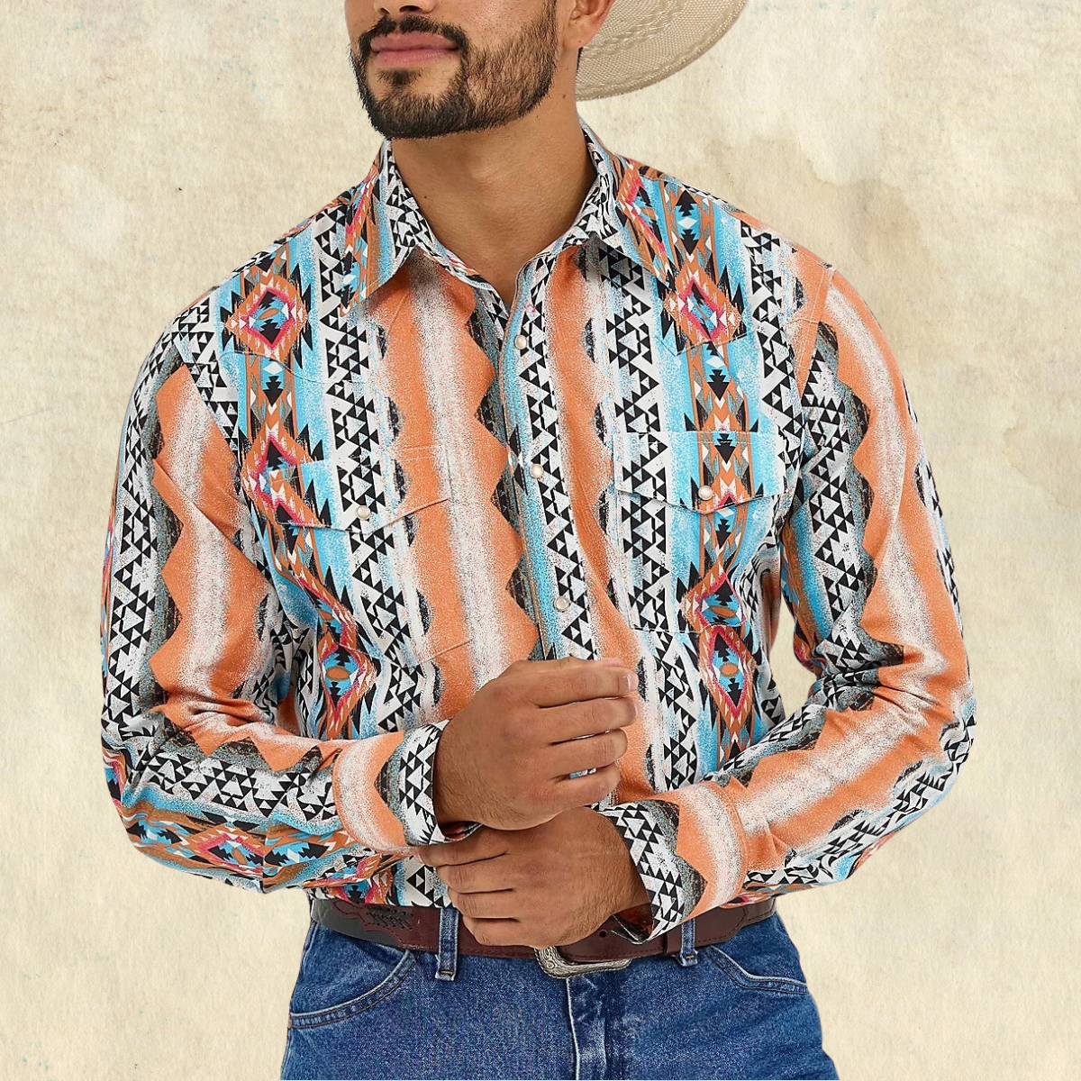 Wrangler Orange Checotah Snap Shirt