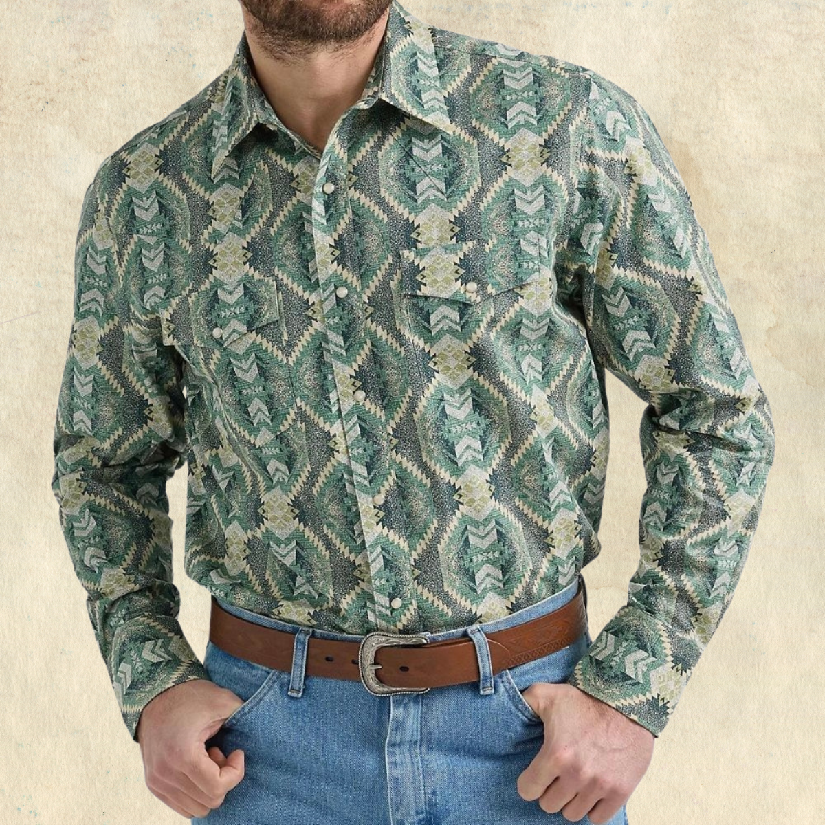 Wrangler Green Checotah Snap Shirt