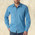 Wrangler Retro Blue Embroidered Snap Shirt