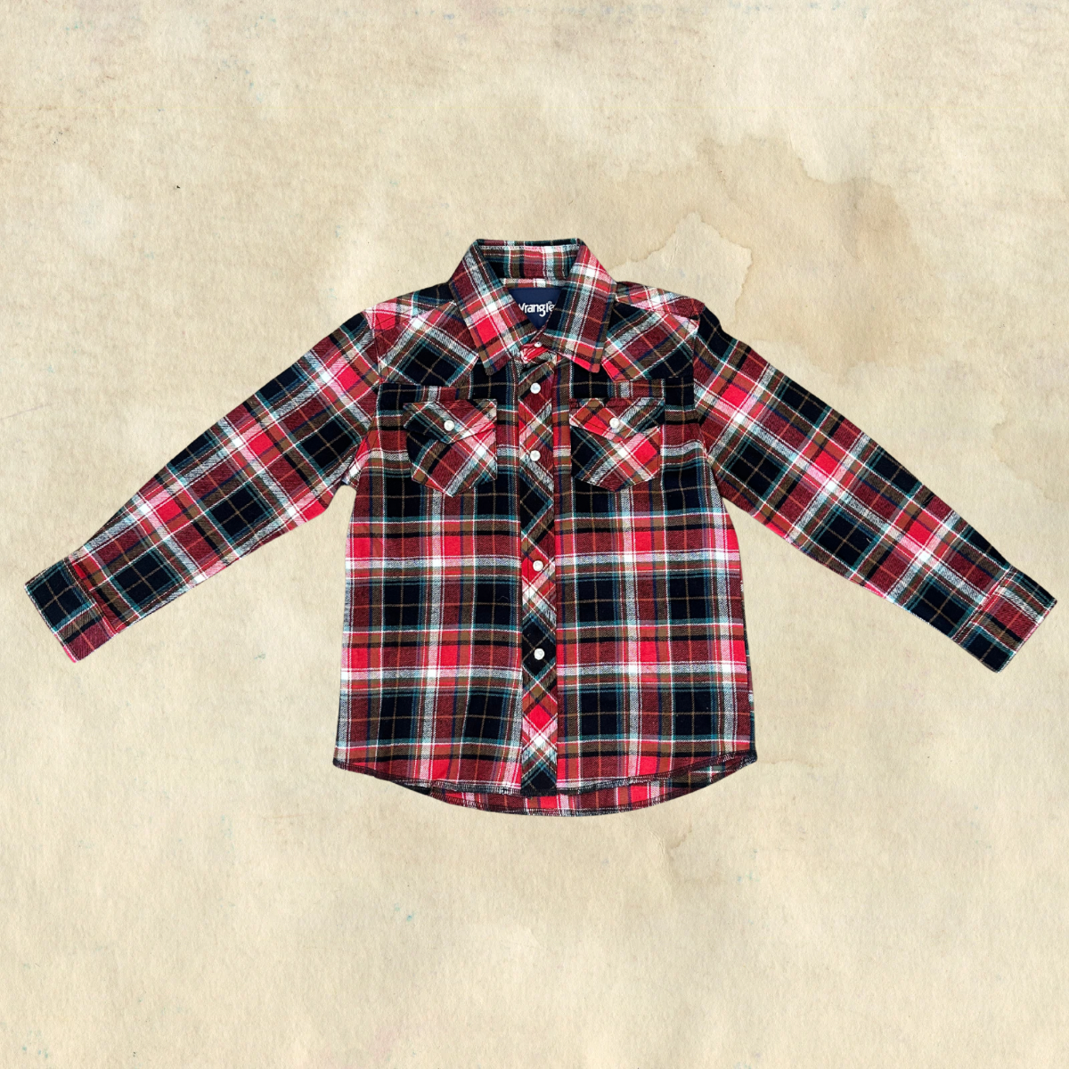 Wrangler Boys' Red Plaid Western Snap Shirt