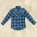 Wrangler Boys' Blue Plaid Western Snap Shirt