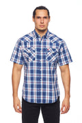 Men's Western Short Sleeve Pearl Snaps Plaid Shirt