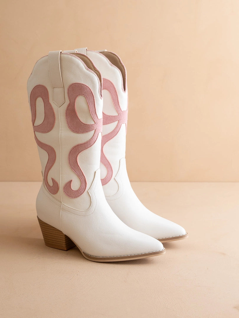 The Bowie | Pink Western Boot with Pink Inlay