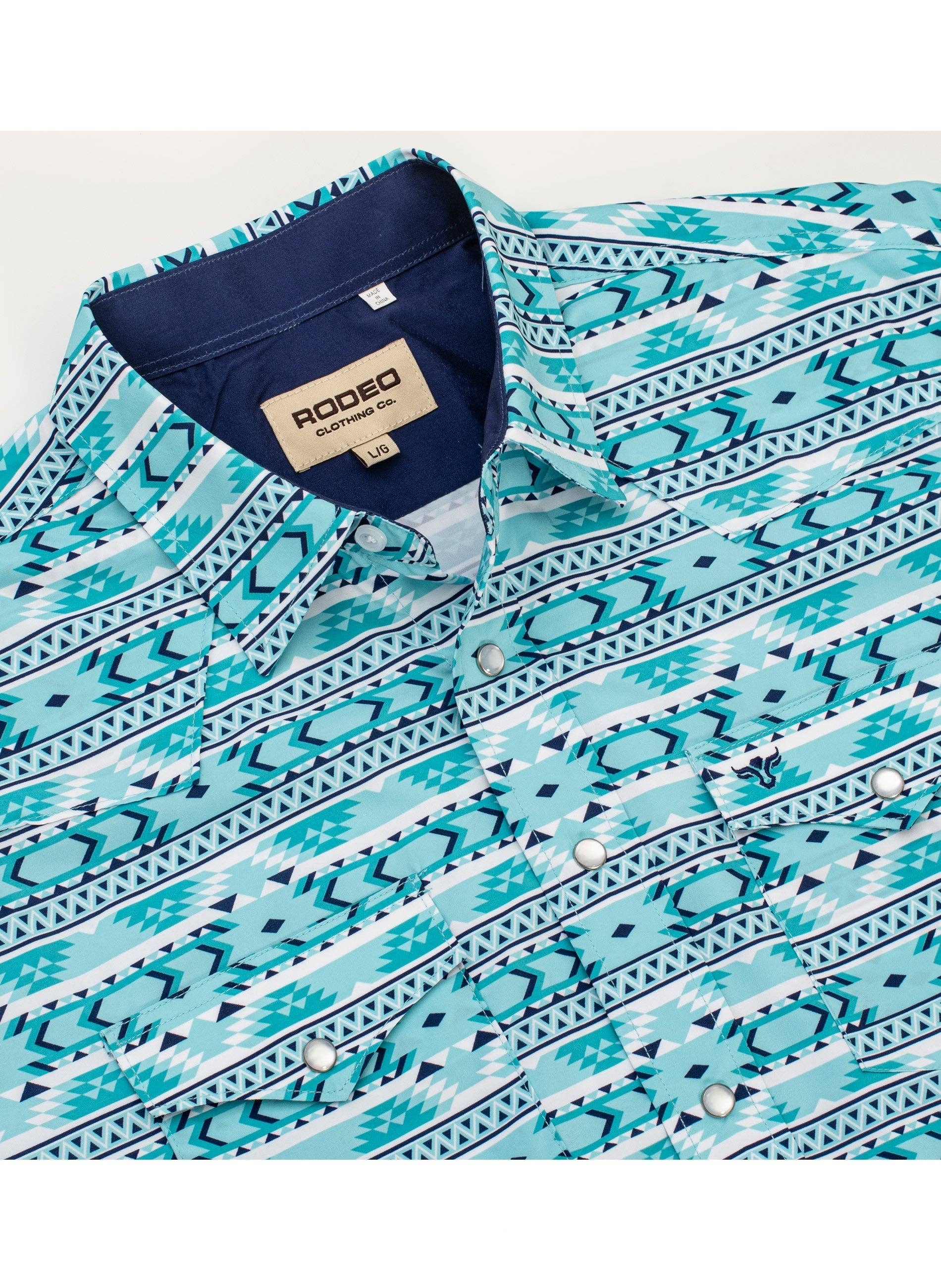 Men's Western Pearl Snap Aztec Print Shirt