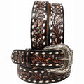 Tan Leather Floral Tooled Casual Jean Belt
