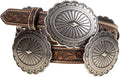 Ariat Women's Brown Tooled with Silver Oval Floral Conchos Belt