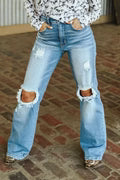 Lucky & Blessed Light Wash High Rise Distressed Bootcut Jeans