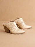 The Kiara Off White | Western Inspired Heeled Mule